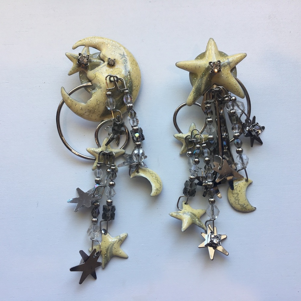 1990’s LATR Moons & Stars Clip-On Earrings Used